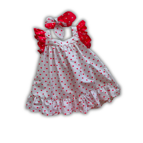 Rochiță de Vară cu Inimioare Roșii+Bentiță (3 ani) 98 cm 82157775 foto
