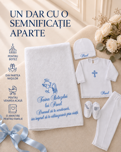 Set pentru botez Pampy &ndash; crijmă mahra+ costum 50-56 cm (0-1 luni) 09776942 foto