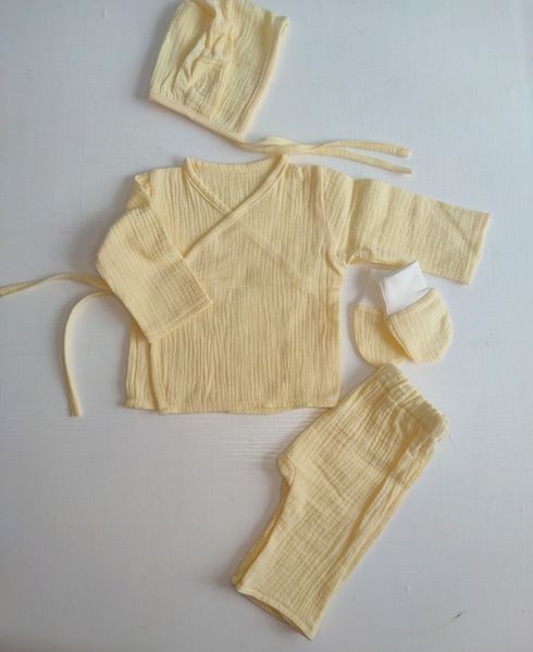 Set din muslin Pampy cu camasa (0-3 luni) galben ID999MARKET_6846773 foto