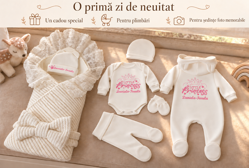 Set personalizat pentru externare din maternitate Pampy &ndash; 7 piese 62-68 cm (3-6 luni) ID999MARKET_6761158 foto