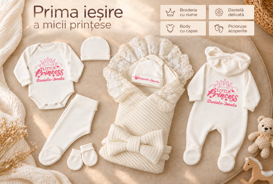 Set personalizat pentru externare din maternitate Pampy &ndash; 7 piese 62-68 cm (3-6 luni) ID999MARKET_6761158 foto