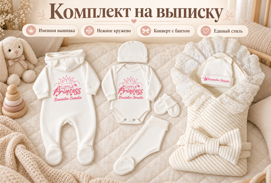Set personalizat pentru externare din maternitate Pampy &ndash; 7 piese 62-68 cm (3-6 luni) ID999MARKET_6761158 foto