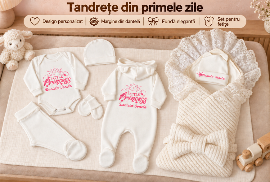 Set personalizat pentru externare din maternitate Pampy &ndash; 7 piese 62-68 cm (3-6 luni) ID999MARKET_6761158 foto
