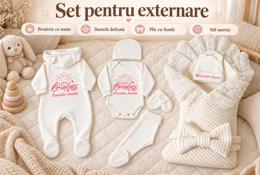 Set personalizat pentru externare din maternitate Pampy &ndash; 7 piese 62-68 cm (3-6 luni) ID999MARKET_6761158 foto