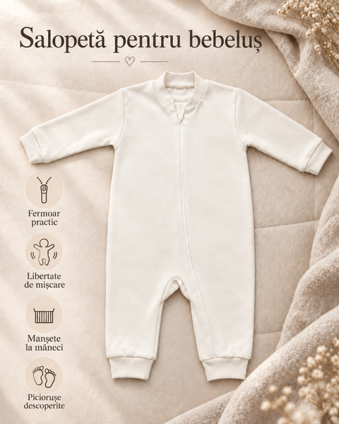 Salopetă pentru bebeluși Pampy cu fermoar 68-74 cm (6-9 luni) alb 6766785 foto