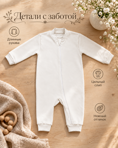 Salopetă pentru bebeluși Pampy cu fermoar 68-74 cm (6-9 luni) alb 6766785 foto