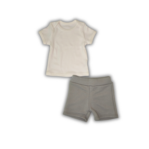 Set Maiou Ivory+Pantalonași Scurți Gri fără Flis 62-68 cm (3-6 luni) 92487611 foto