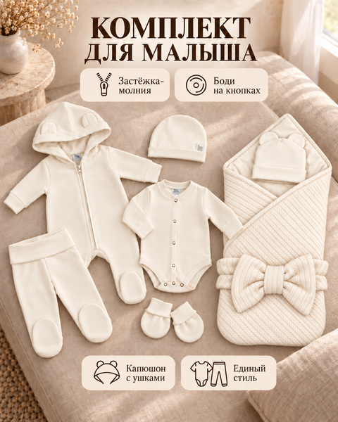 Set pentru externare Pampy Codiță Ivory 56-62 cm (1-3 luni) ID999MARKET_6749614 foto