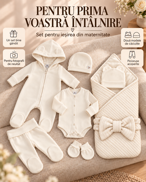 Set pentru externare Pampy Codiță Ivory 56-62 cm (1-3 luni) ID999MARKET_6749614 foto