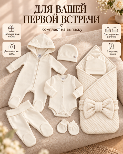 Set pentru externare Pampy Codiță Ivory 56-62 cm (1-3 luni) ID999MARKET_6749614 foto