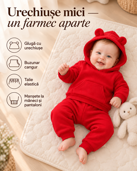 Costum Rosu Hanorac+pantolanasi 12-18 luni ID999MARKET_6795687 foto