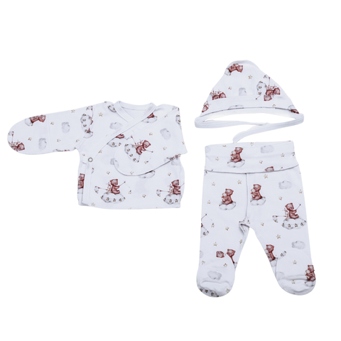 Set din 3 piese 0-1 luni Bears (camasa+pantalonasi+caciulita cu șireturi)  ID999MARKET_6633318 foto