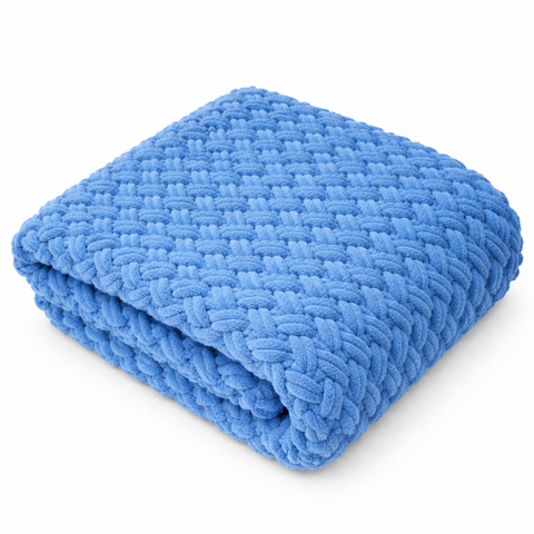 Pătură tricotată Pampy 85*85 cm Albastru ID999MARKET_6044331 foto