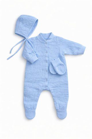 Комплект муслиновый со слипом Pampy (0-1 мес.) Blue ID999MARKET_6852872 фото