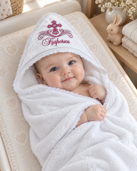 Prosop din mahra Pampy cu dantelă 100&times;100 cm și broderie personalizată  78703950 foto