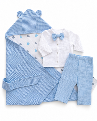 Set Pampy pentru externare cu costumaș din muselină &ndash; 3 piese 50-56 cm (0-1 luni) 30373186 foto