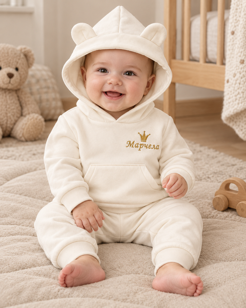 Costum crem sportiv personalizat Hanorac+pantolanasi 12-18 luni ID999MARKET_6795696 foto
