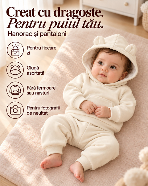 Costum Ivory Hanorac+pantolanasi 9-12 luni ID999MARKET_6795687 foto