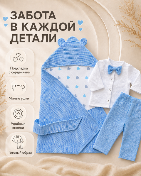 Set Pampy pentru externare cu costumaș din muselină &ndash; 3 piese 50-56 cm (0-1 luni) 30373186 foto