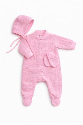 Комплект муслиновый со слипом Pampy (0-1 мес.) Pink ID999MARKET_6852872 фото