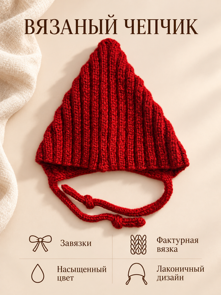 Вязанная шапочка на заязочках Pampy Roşu 0-3 месяцев (34-38 см) ID999MARKET_6124937 фото