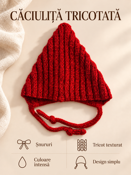 Вязанная шапочка на заязочках Pampy Roşu 0-3 месяцев (34-38 см) ID999MARKET_6124937 фото