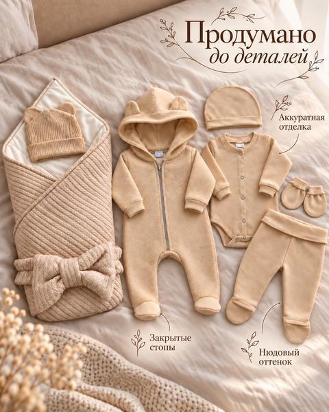 Set pentru externare Pampy Codiță 56-62 cm (1-3 luni)Bej   ID999MARKET_6749614 foto