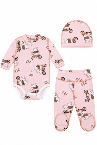 Set din 3 piese 0-1 luni Biciclete (body+pantolonasi+caciulita) ID999MARKET_6321602 foto