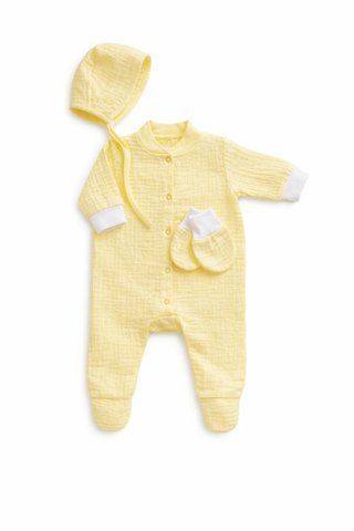 Комплект муслиновый со слипом Pampy (0-1 мес.) Yellow ID999MARKET_6852872 фото