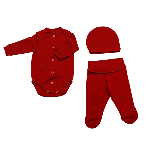 Set din 3 piese 0-1 luni Rosu (body+pantolonasi+caciulita) ID999MARKET_6321602 foto