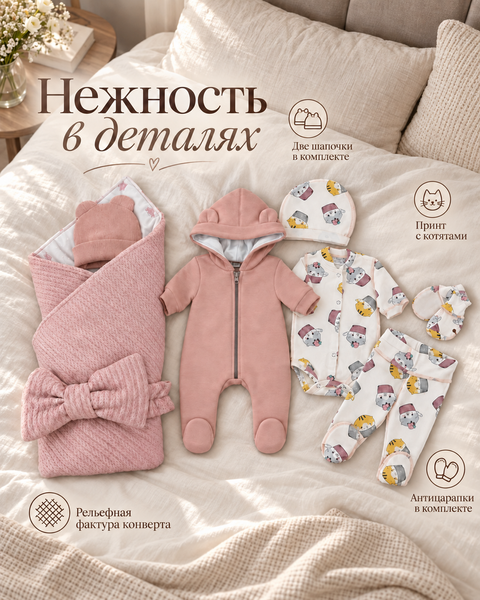 Set pentru externare Pampy Codiță 52-68 cm (3-6 luni)Roz ID999MARKET_6749614 foto