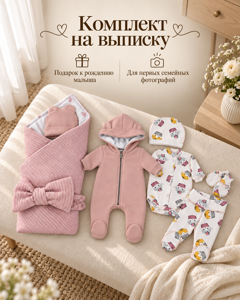 Set pentru externare Pampy Codiță 52-68 cm (3-6 luni)Roz ID999MARKET_6749614 foto
