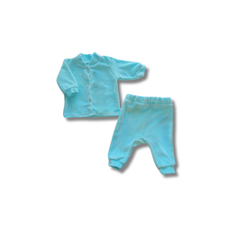 Set bluză și pantaloni Pampy (din velur) Turquoise 6-9 luni  ID999MARKET_6766956 foto