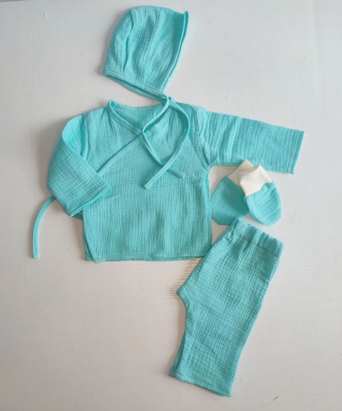 Set din muslin Pampy cu camasa (0-3 luni) menta ID999MARKET_6846774 foto