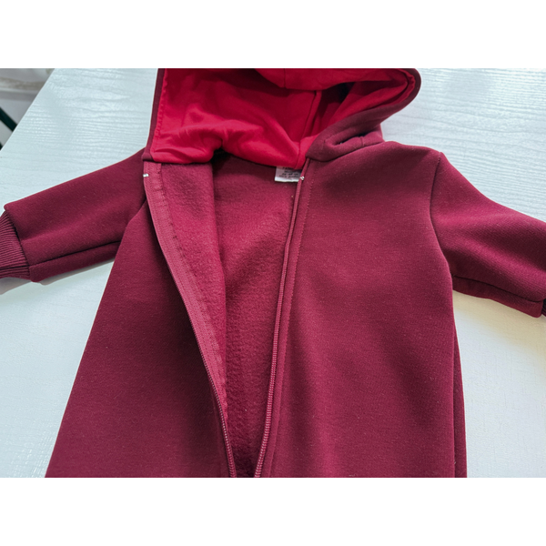 Salopeta din tricot cu gluga, Bordo 1-3 luni ID999MARKET_2429150 foto