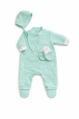Комплект муслиновый со слипом Pampy (0-1 мес.) Mint ID999MARKET_6852872 фото