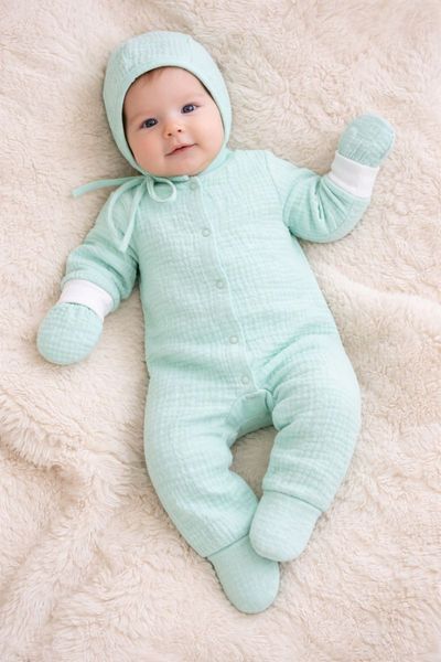 Set din muslin Pampy cu slip (1-3 luni) Mint  ID999MARKET_6852872 foto