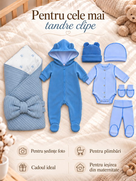 Set pentru externare Pampy Vafel Albastru  56-62 cm (1-3 luni) ID999MARKET_6749614 foto