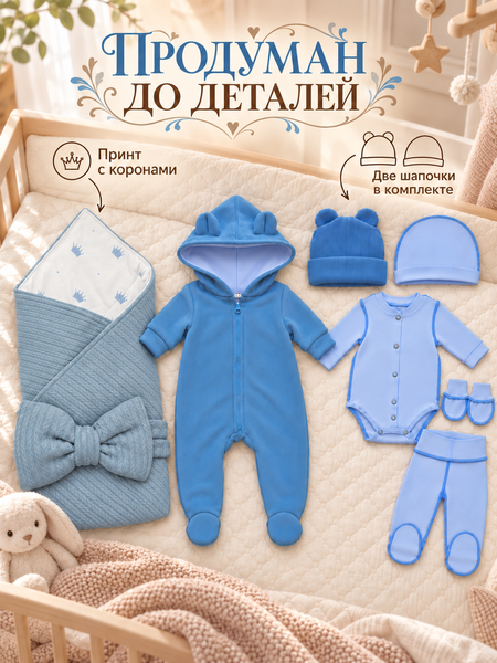 Set pentru externare Pampy Vafel Albastru  56-62 cm (1-3 luni) ID999MARKET_6749614 foto