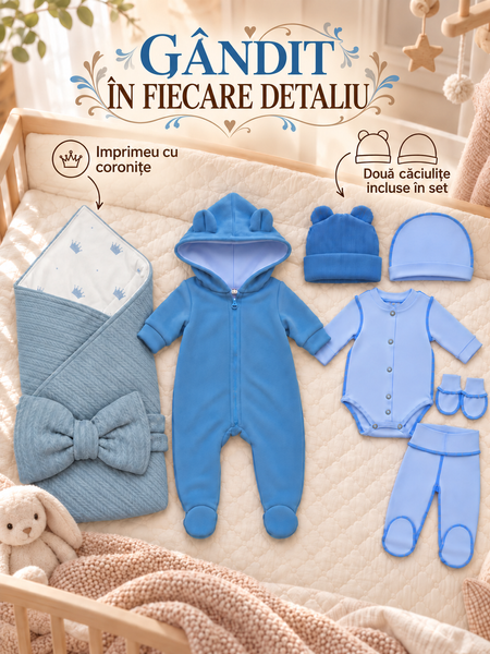 Set pentru externare Pampy Vafel Albastru  56-62 cm (1-3 luni) ID999MARKET_6749614 foto