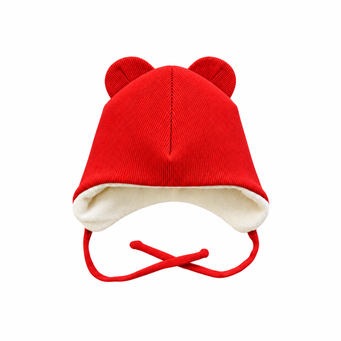 Шапочка двухслойная Кашкорсе и флис, 0-3 месяцa.Red ID999MARKET_6016640 фото