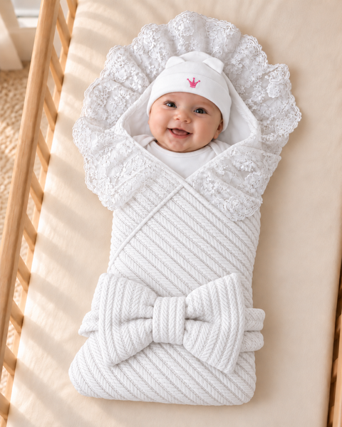 Set pentru externare Pampy Little Princess white (Roz) 50-56 cm (0-1 luni) ID999MARKET_6733657 foto