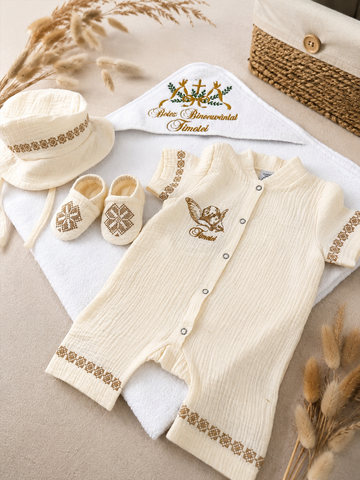 Trusou de botez pentru băiețel &bdquo;&Icirc;ngeraș&rdquo;, cu broderie personalizată 1-3 luni 15881835 foto