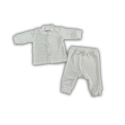 Set bluză și pantaloni Pampy (din velur) Ivory 6-9 luni  ID999MARKET_6766956 foto