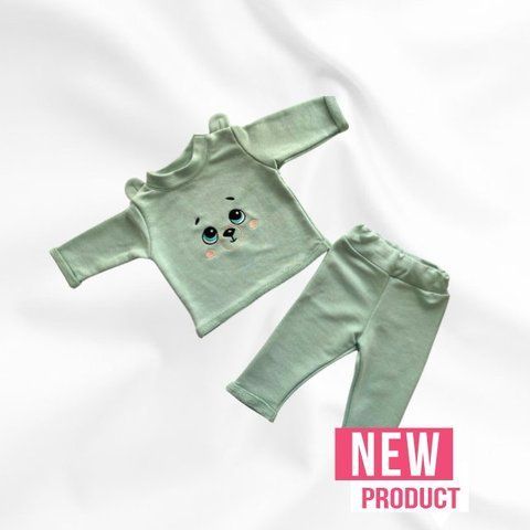 Set Bluză+ Pantaloni Pampy Bear Olive, 18-24 luni  2835854 foto