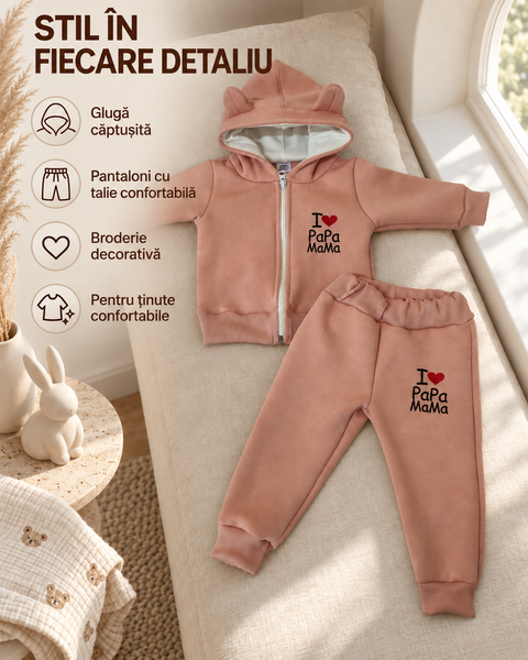 Set de haine Pampy pentru copii &ndash; bluză cu fermoar și pantaloni 50-56 cm (0-1 luni) 33280863 foto