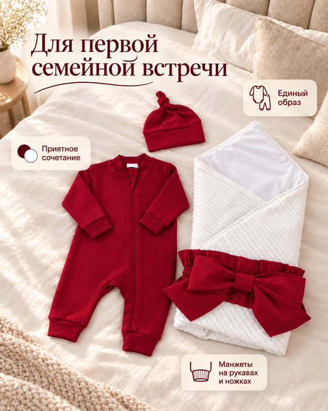 Setul pentru externarea 56-62 cm (1-3 luni)Roșu ID999MARKET_6623024 foto