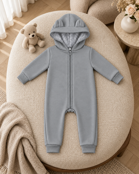 Salopeta din tricot cu gluga Fara picioare Gray 74-80 cm (9-12 luni) ID999MARKET_6260034 foto
