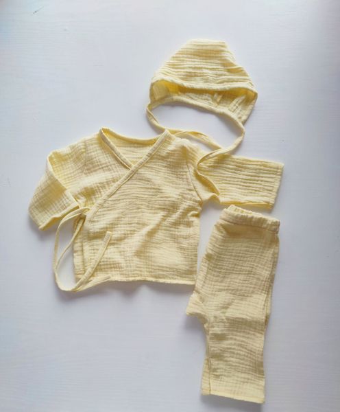 Set din muslin Pampy cu camasa (0-3 luni) Yellow ID999MARKET_6687166 foto