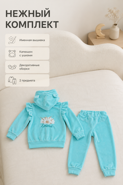 Costum personalizat Pampy pentru copii &ndash; 2 piese 86-92 cm (18-24 luni) menta 6768675 foto